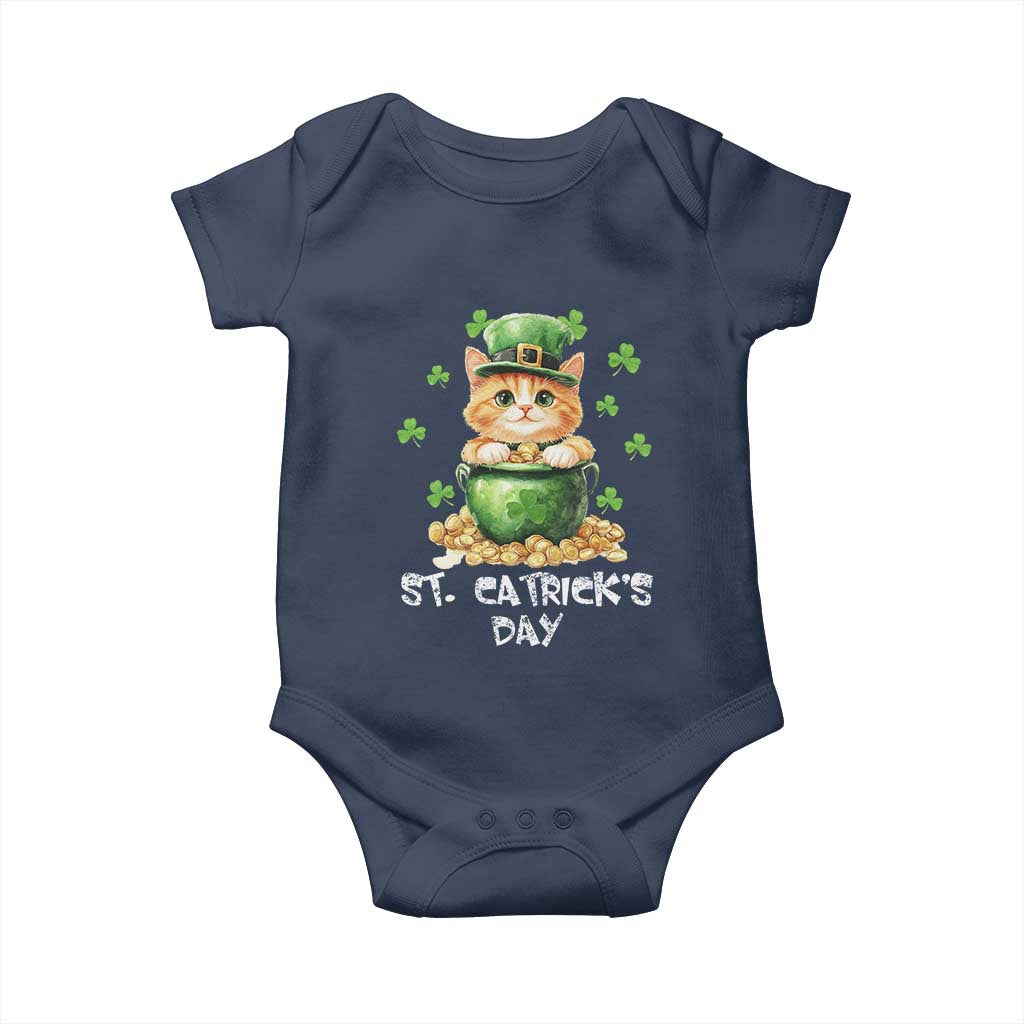 St. Patrick's Day Irish Cat Baby Onesie Kitty Saint Pattys Lucky Shamrocks TS10 Navy Print Your Wear