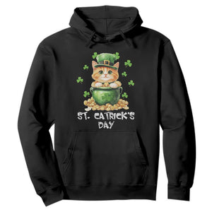 St. Patrick's Day Irish Cat Hoodie Kitty Saint Pattys Lucky Shamrocks TS10 Black Print Your Wear