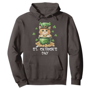 St. Patrick's Day Irish Cat Hoodie Kitty Saint Pattys Lucky Shamrocks TS10 Dark Chocolate Print Your Wear