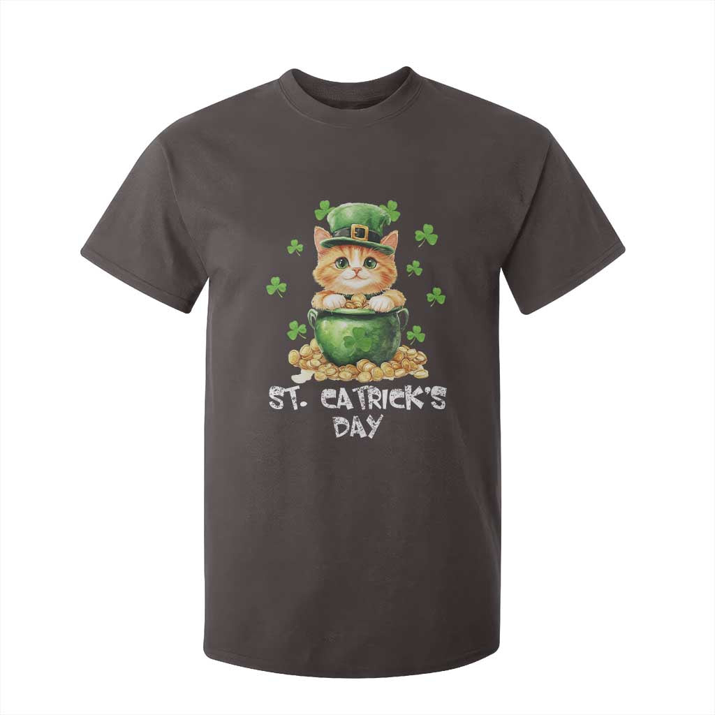 St. Patrick's Day Irish Cat T Shirt For Kid Kitty Saint Pattys Lucky Shamrocks TS10 Dark Chocolate Print Your Wear