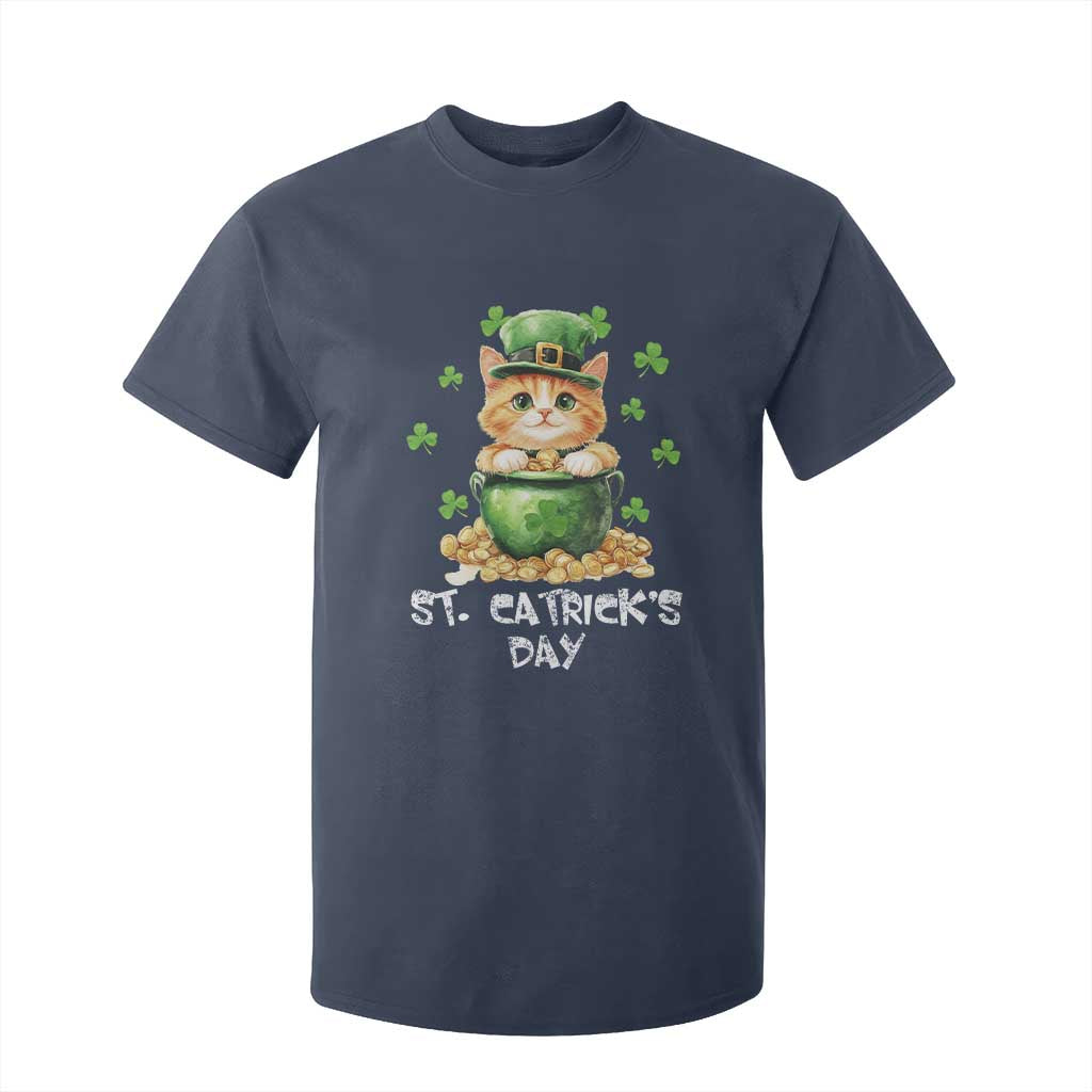 St. Patrick's Day Irish Cat T Shirt For Kid Kitty Saint Pattys Lucky Shamrocks TS10 Navy Print Your Wear