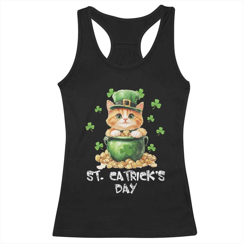 St. Patrick's Day Irish Cat Racerback Tank Top Kitty Saint Pattys Lucky Shamrocks TS10 Black Print Your Wear