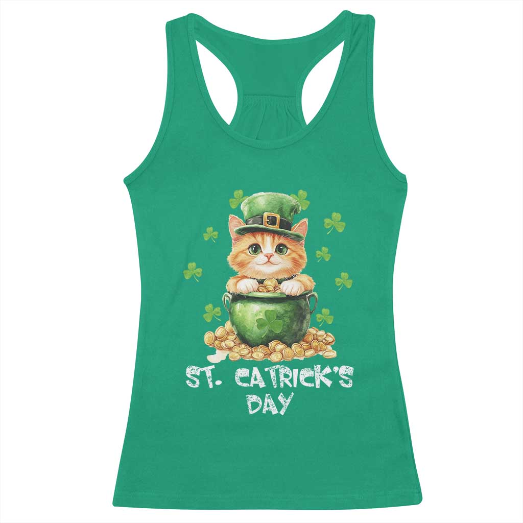 St. Patrick's Day Irish Cat Racerback Tank Top Kitty Saint Pattys Lucky Shamrocks TS10 Irish Green Print Your Wear
