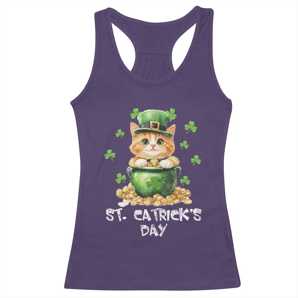 St. Patrick's Day Irish Cat Racerback Tank Top Kitty Saint Pattys Lucky Shamrocks TS10 Purple Print Your Wear