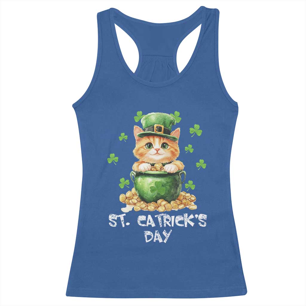 St. Patrick's Day Irish Cat Racerback Tank Top Kitty Saint Pattys Lucky Shamrocks TS10 Royal Blue Print Your Wear