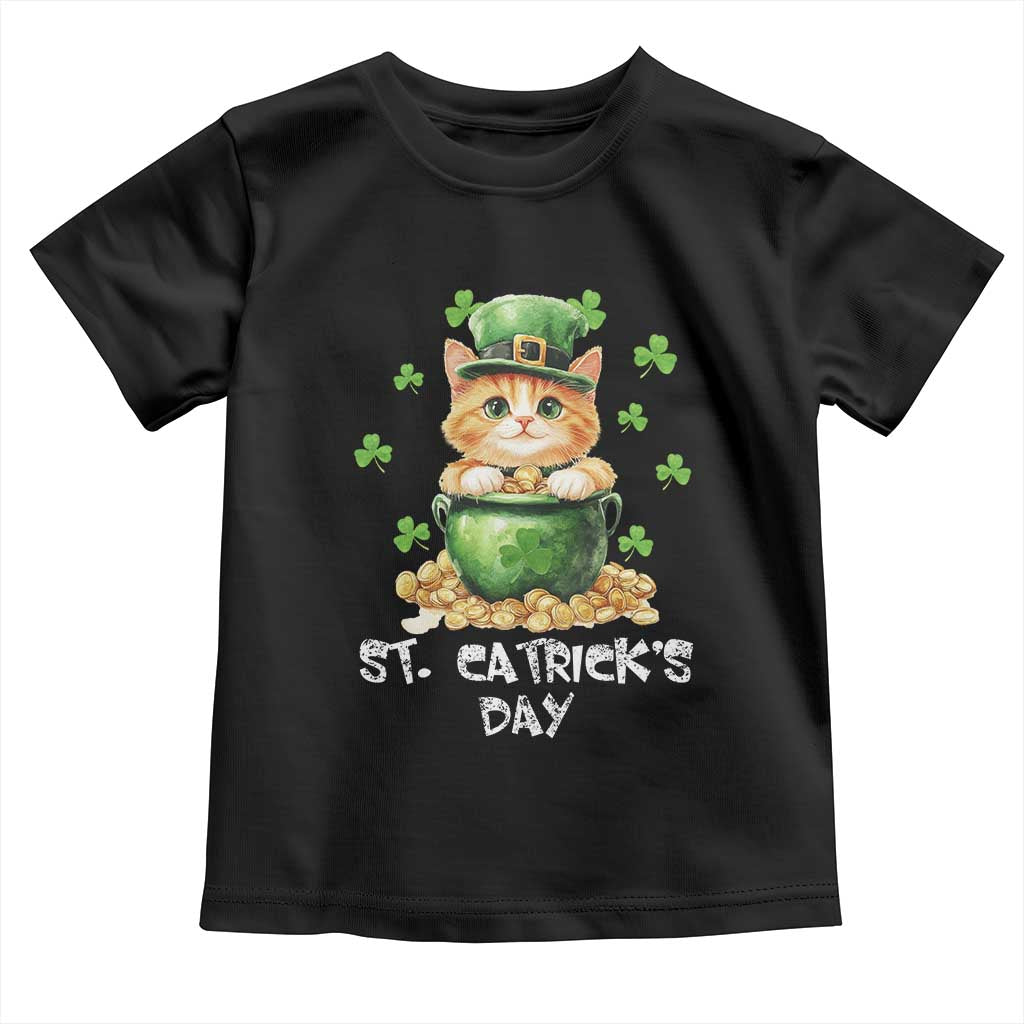 St. Patrick's Day Irish Cat Toddler T Shirt Kitty Saint Pattys Lucky Shamrocks TS10 Black Print Your Wear