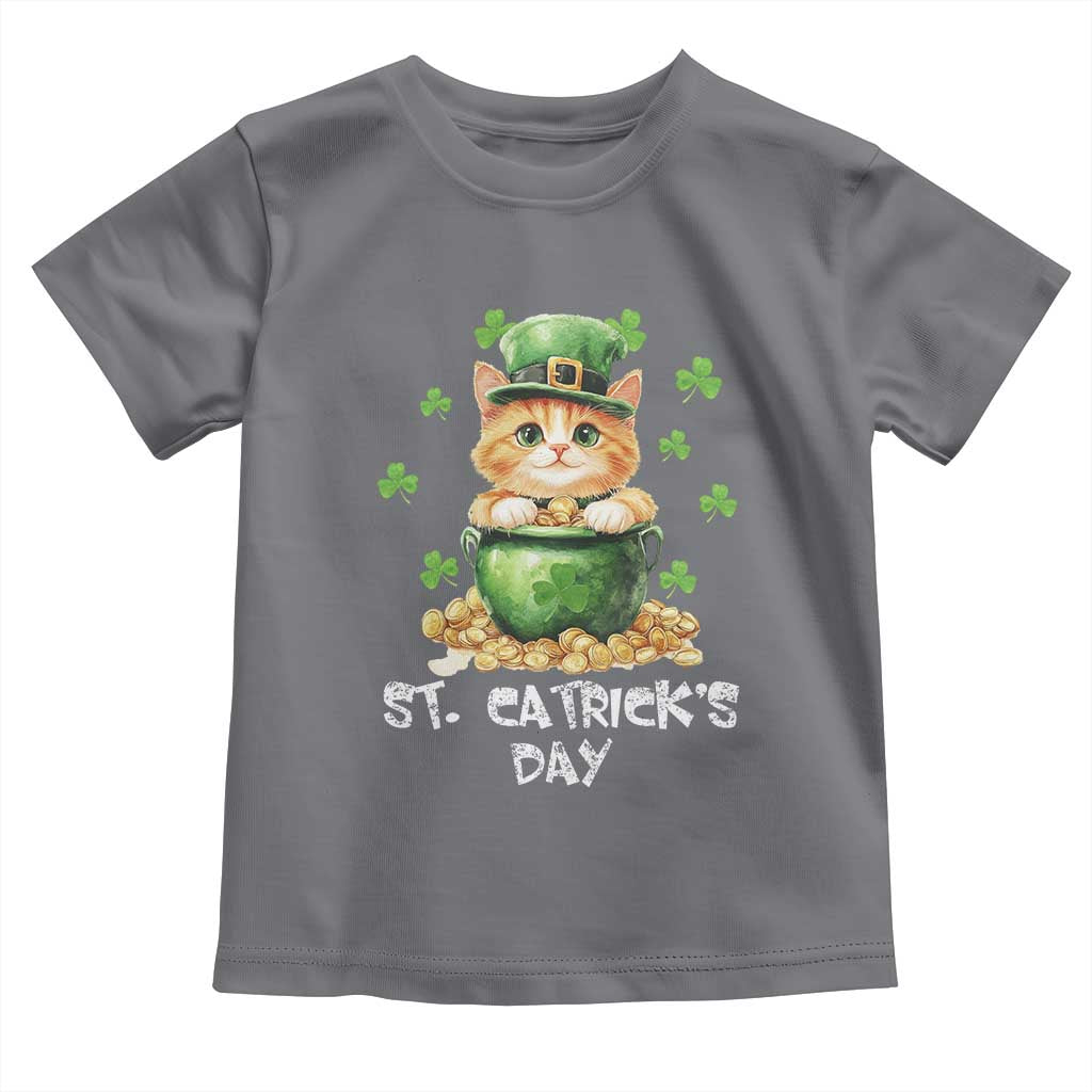 St. Patrick's Day Irish Cat Toddler T Shirt Kitty Saint Pattys Lucky Shamrocks TS10 Charcoal Print Your Wear