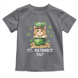 St. Patrick's Day Irish Cat Toddler T Shirt Kitty Saint Pattys Lucky Shamrocks TS10 Charcoal Print Your Wear