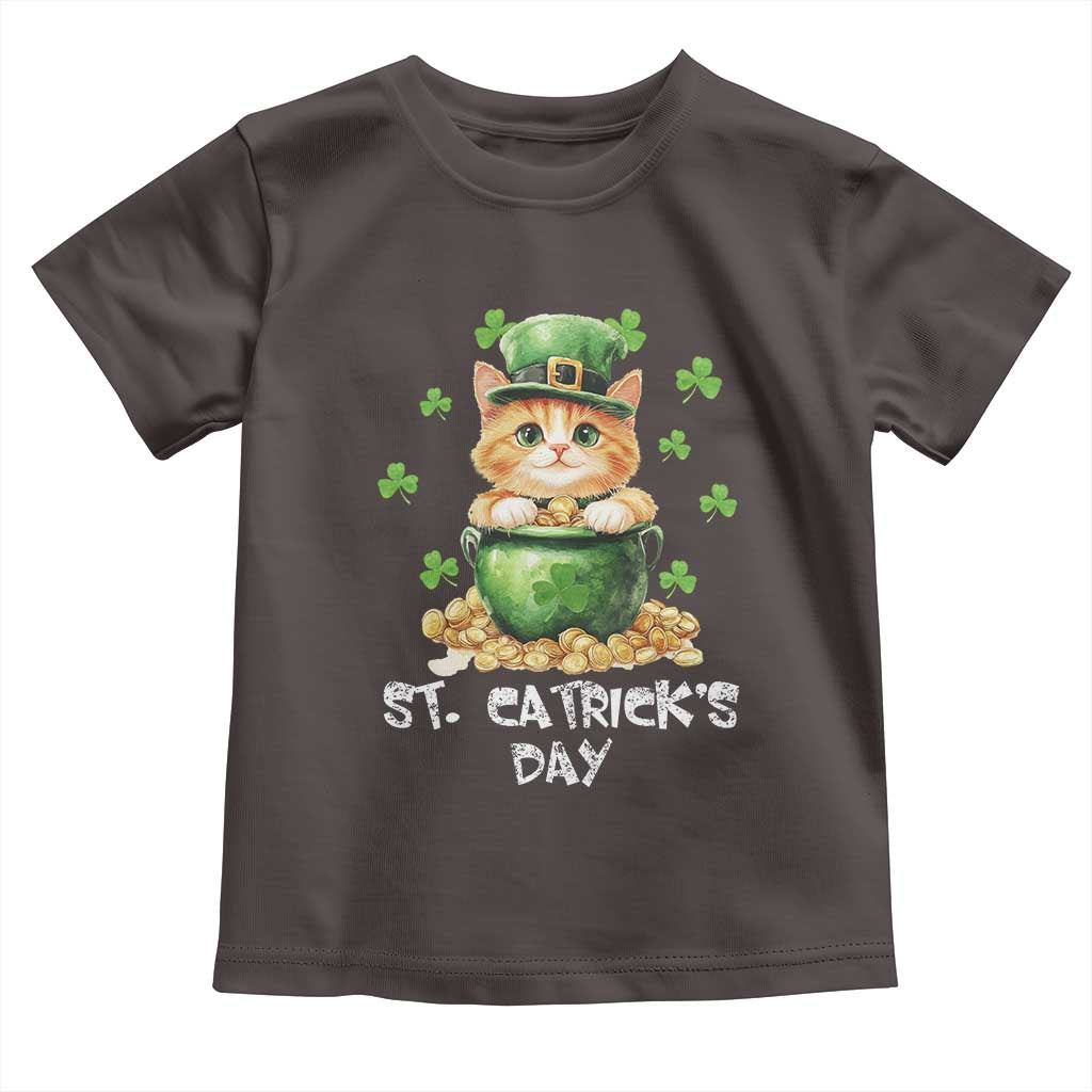 St. Patrick's Day Irish Cat Toddler T Shirt Kitty Saint Pattys Lucky Shamrocks TS10 Dark Chocolate Print Your Wear