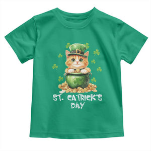 St. Patrick's Day Irish Cat Toddler T Shirt Kitty Saint Pattys Lucky Shamrocks TS10 Irish Green Print Your Wear