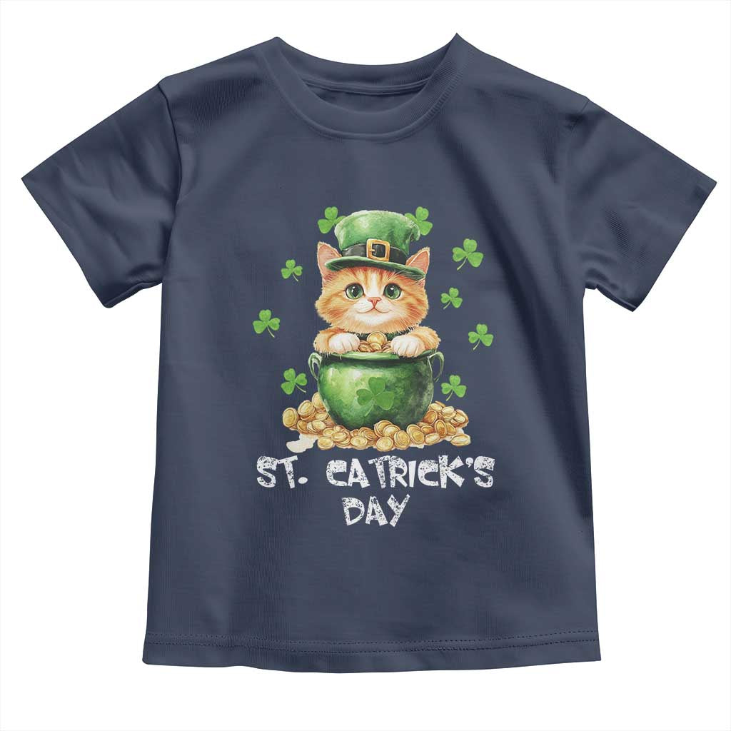 St. Patrick's Day Irish Cat Toddler T Shirt Kitty Saint Pattys Lucky Shamrocks TS10 Navy Print Your Wear