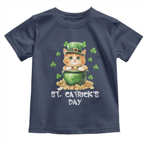 St. Patrick's Day Irish Cat Toddler T Shirt Kitty Saint Pattys Lucky Shamrocks TS10 Navy Print Your Wear