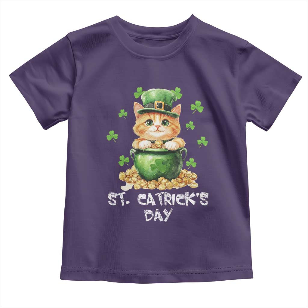 St. Patrick's Day Irish Cat Toddler T Shirt Kitty Saint Pattys Lucky Shamrocks TS10 Purple Print Your Wear