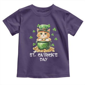 St. Patrick's Day Irish Cat Toddler T Shirt Kitty Saint Pattys Lucky Shamrocks TS10 Purple Print Your Wear