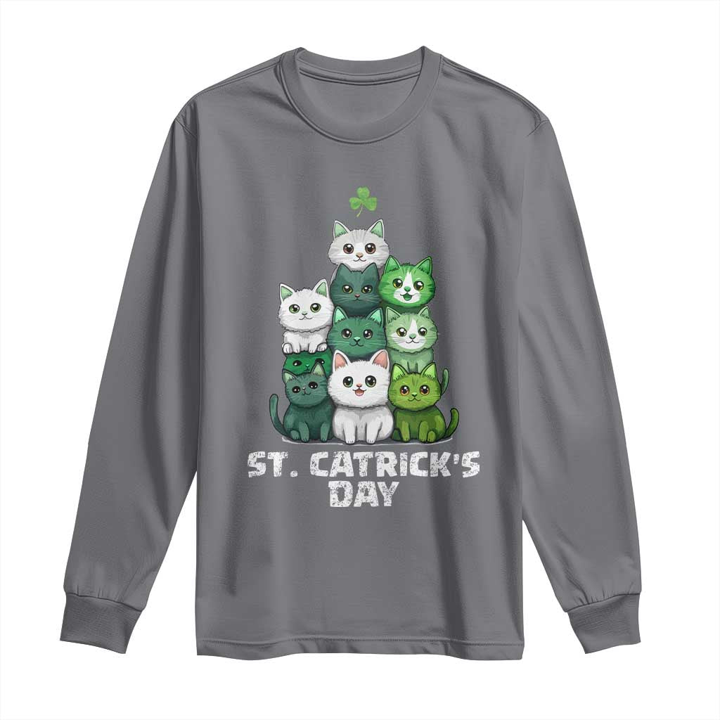 St. Patrick's Day Irish Cat Long Sleeve Shirt Cute Cats Saint Pattys TS10 Charcoal Print Your Wear