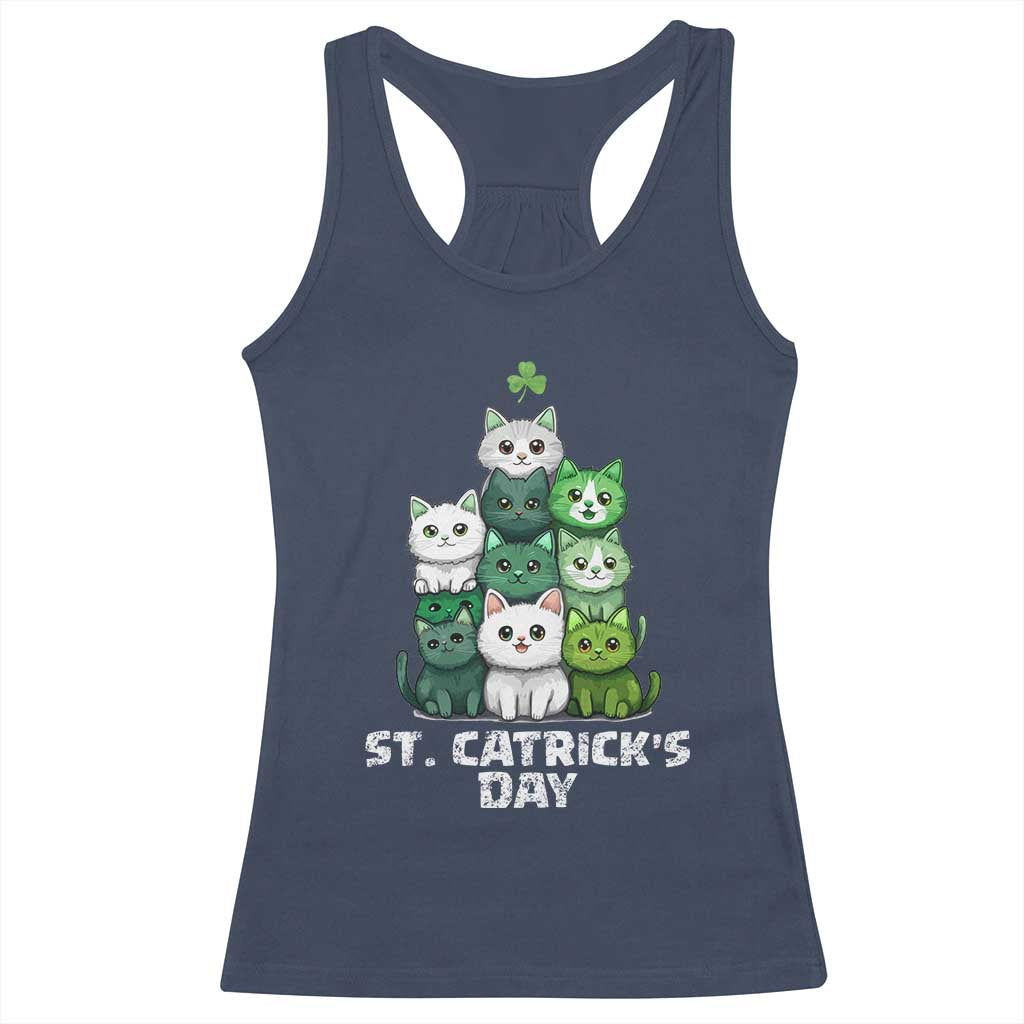 St. Patrick's Day Irish Cat Racerback Tank Top Cute Cats Saint Pattys TS10 Navy Print Your Wear
