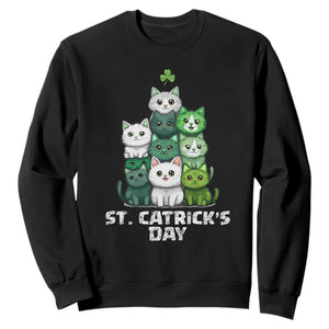 St. Patrick's Day Irish Cat Sweatshirt Cute Cats Saint Pattys TS10 Black Print Your Wear