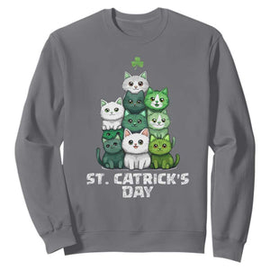 St. Patrick's Day Irish Cat Sweatshirt Cute Cats Saint Pattys TS10 Charcoal Print Your Wear