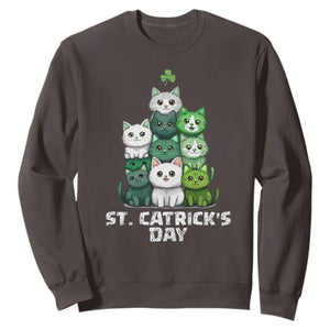 St. Patrick's Day Irish Cat Sweatshirt Cute Cats Saint Pattys TS10 Dark Chocolate Print Your Wear