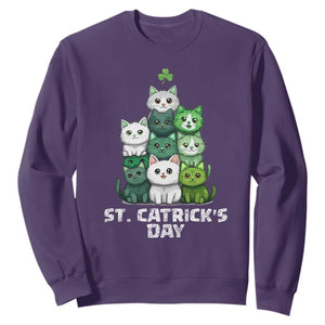 St. Patrick's Day Irish Cat Sweatshirt Cute Cats Saint Pattys TS10 Purple Print Your Wear