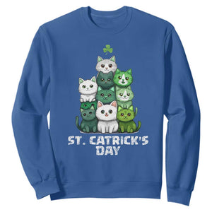 St. Patrick's Day Irish Cat Sweatshirt Cute Cats Saint Pattys TS10 Royal Blue Print Your Wear