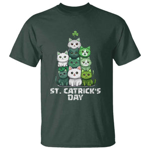 St. Patrick's Day Irish Cat T Shirt Cute Cats Saint Pattys TS10 Dark Forest Green Print Your Wear