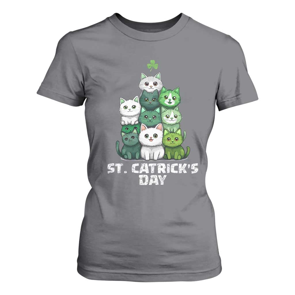 St. Patrick's Day Irish Cat T Shirt For Women Cute Cats Saint Pattys TS10 Charcoal Print Your Wear