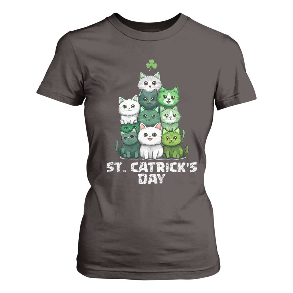 St. Patrick's Day Irish Cat T Shirt For Women Cute Cats Saint Pattys TS10 Dark Chocolate Print Your Wear