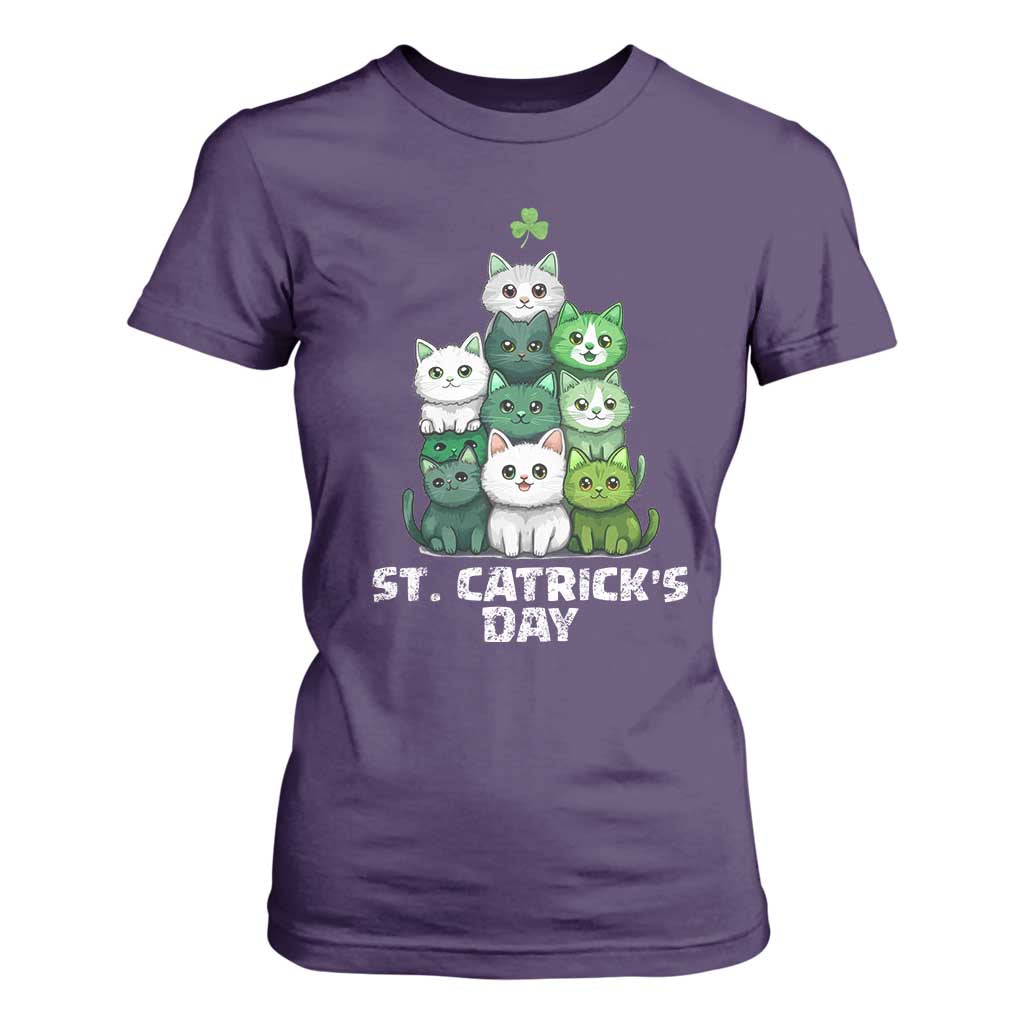 St. Patrick's Day Irish Cat T Shirt For Women Cute Cats Saint Pattys TS10 Purple Print Your Wear