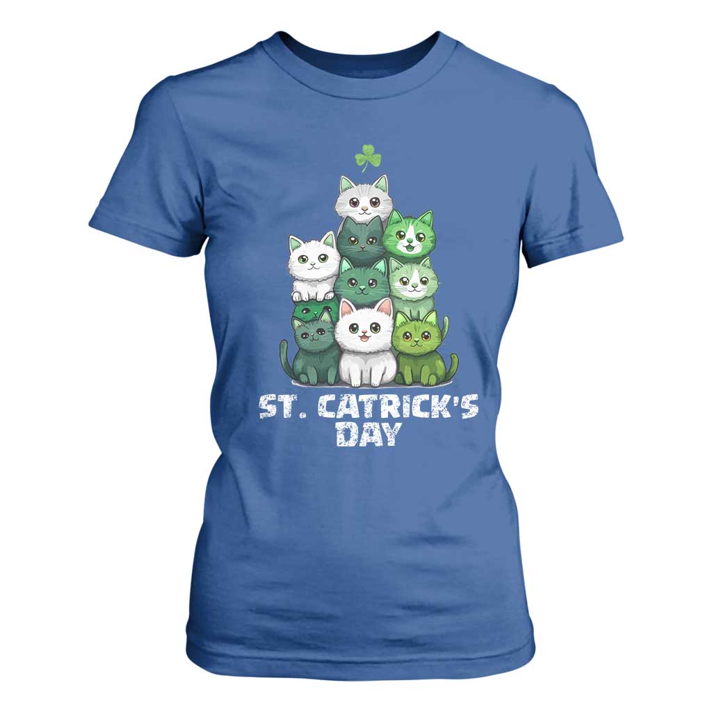 St. Patrick's Day Irish Cat T Shirt For Women Cute Cats Saint Pattys TS10 Royal Blue Print Your Wear
