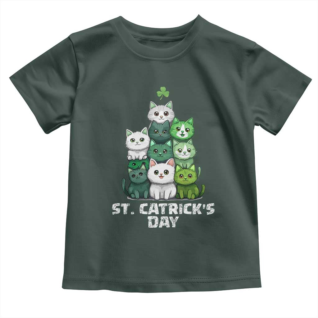 St. Patrick's Day Irish Cat Toddler T Shirt Cute Cats Saint Pattys TS10 Dark Forest Green Print Your Wear