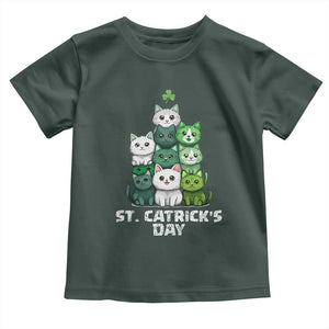 St. Patrick's Day Irish Cat Toddler T Shirt Cute Cats Saint Pattys TS10 Dark Forest Green Print Your Wear
