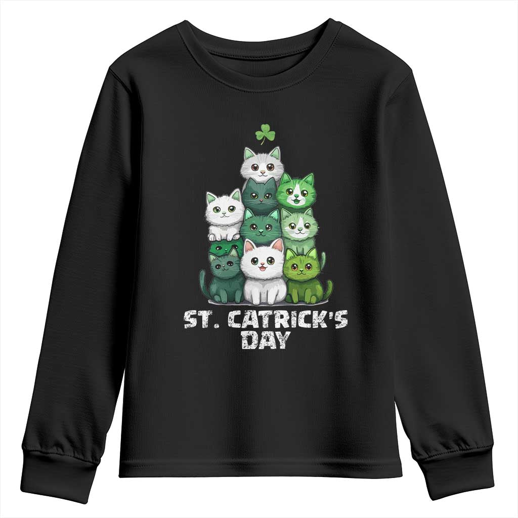 St. Patrick's Day Irish Cat Youth Sweatshirt Cute Cats Saint Pattys TS10 Black Print Your Wear