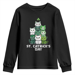 St. Patrick's Day Irish Cat Youth Sweatshirt Cute Cats Saint Pattys TS10 Black Print Your Wear