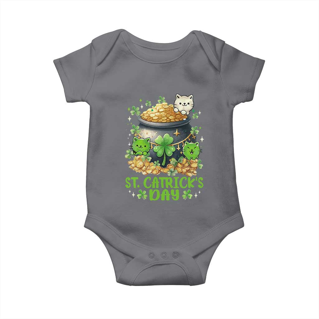 Cats St Patricks Day Baby Onesie Pot Of Gold Kitty Lover Lucky Irish TS10 Charcoal Print Your Wear