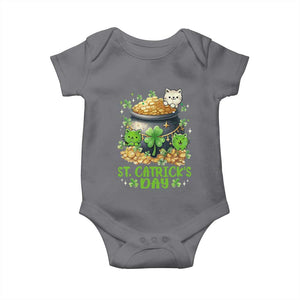 Cats St Patricks Day Baby Onesie Pot Of Gold Kitty Lover Lucky Irish TS10 Charcoal Print Your Wear
