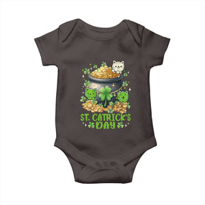 Cats St Patricks Day Baby Onesie Pot Of Gold Kitty Lover Lucky Irish TS10 Dark Chocolate Print Your Wear