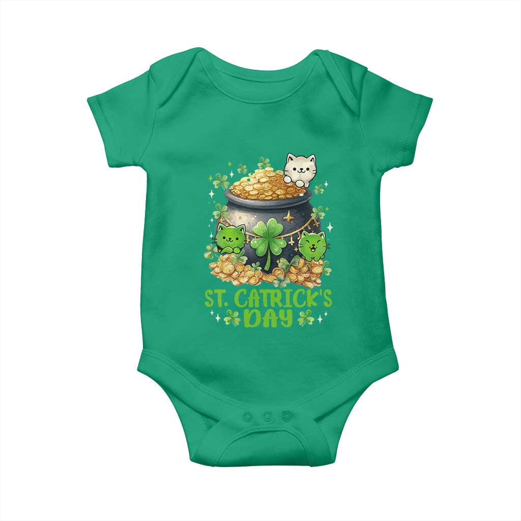 Cats St Patricks Day Baby Onesie Pot Of Gold Kitty Lover Lucky Irish TS10 Irish Green Print Your Wear