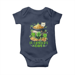 Cats St Patricks Day Baby Onesie Pot Of Gold Kitty Lover Lucky Irish TS10 Navy Print Your Wear