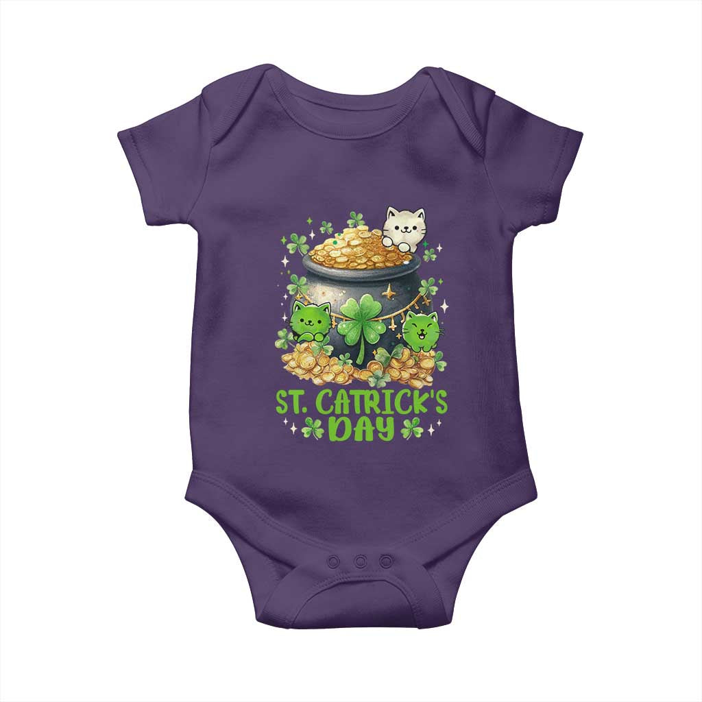 Cats St Patricks Day Baby Onesie Pot Of Gold Kitty Lover Lucky Irish TS10 Purple Print Your Wear
