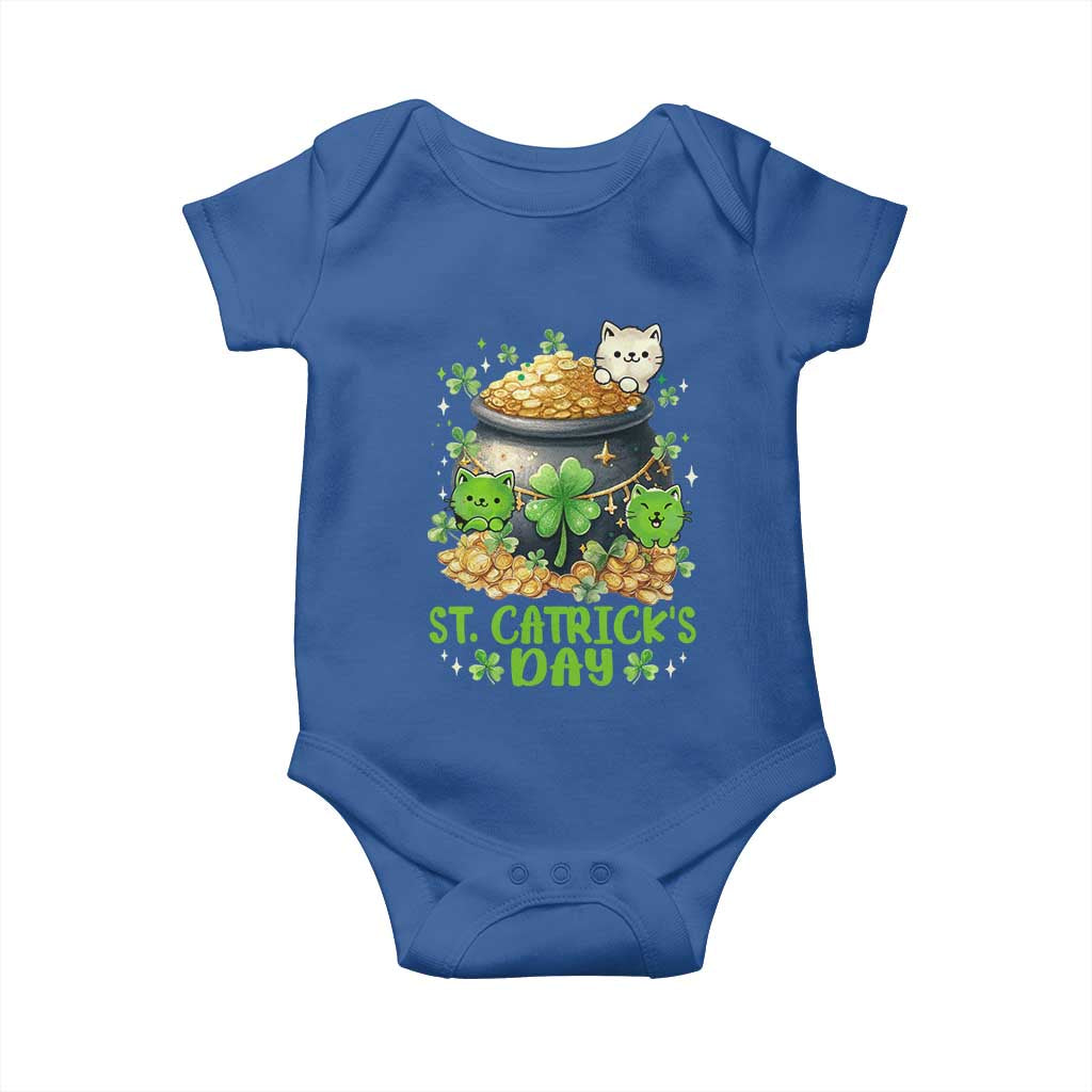 Cats St Patricks Day Baby Onesie Pot Of Gold Kitty Lover Lucky Irish TS10 Royal Blue Print Your Wear