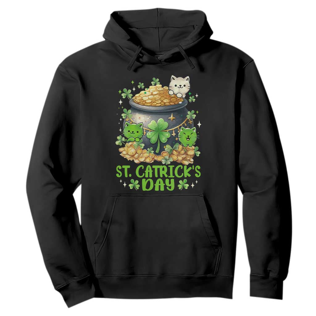 Cats St Patricks Day Hoodie Pot Of Gold Kitty Lover Lucky Irish TS10 Black Print Your Wear