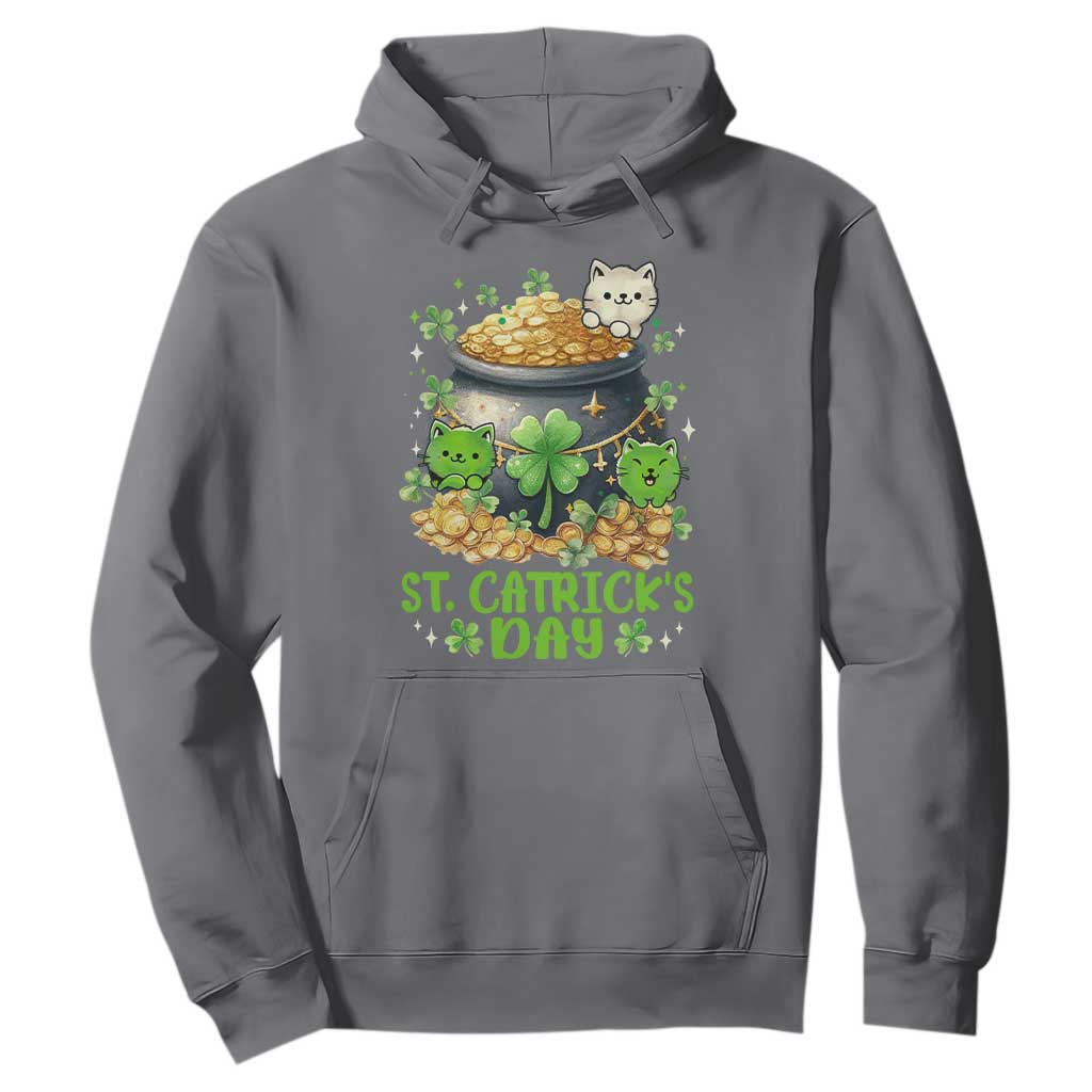 Cats St Patricks Day Hoodie Pot Of Gold Kitty Lover Lucky Irish TS10 Charcoal Print Your Wear