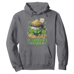 Cats St Patricks Day Hoodie Pot Of Gold Kitty Lover Lucky Irish TS10 Charcoal Print Your Wear