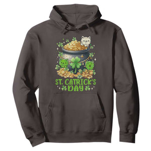 Cats St Patricks Day Hoodie Pot Of Gold Kitty Lover Lucky Irish TS10 Dark Chocolate Print Your Wear