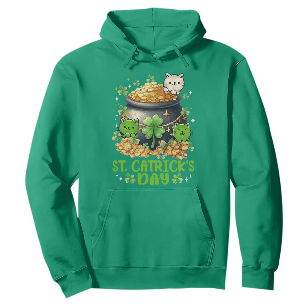 Cats St Patricks Day Hoodie Pot Of Gold Kitty Lover Lucky Irish TS10 Irish Green Print Your Wear