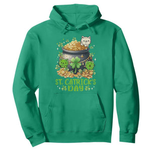 Cats St Patricks Day Hoodie Pot Of Gold Kitty Lover Lucky Irish TS10 Irish Green Print Your Wear