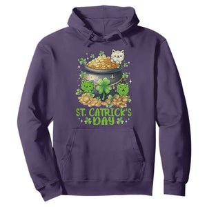 Cats St Patricks Day Hoodie Pot Of Gold Kitty Lover Lucky Irish TS10 Purple Print Your Wear