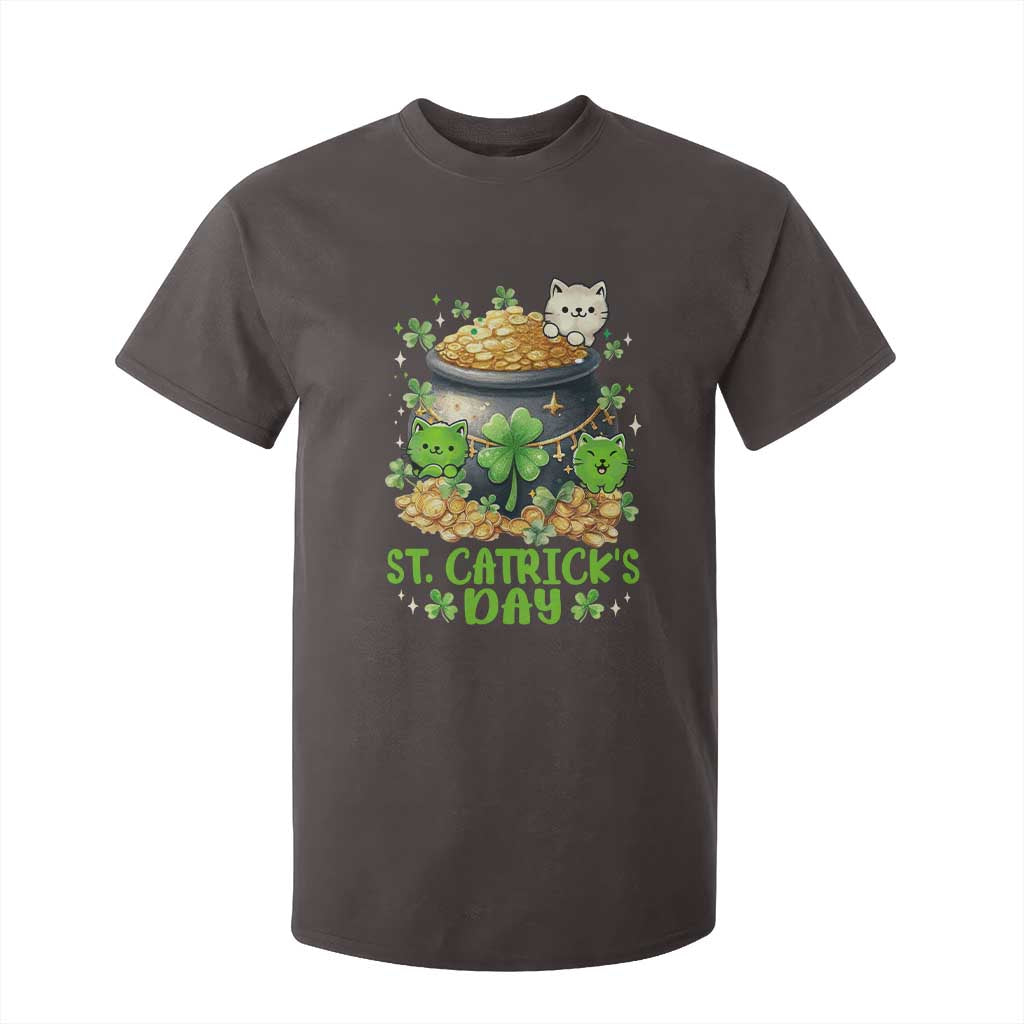 Cats St Patricks Day T Shirt For Kid Pot Of Gold Kitty Lover Lucky Irish TS10 Dark Chocolate Print Your Wear