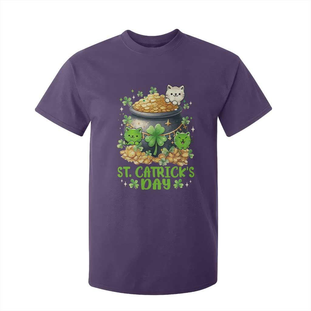 Cats St Patricks Day T Shirt For Kid Pot Of Gold Kitty Lover Lucky Irish TS10 Purple Print Your Wear